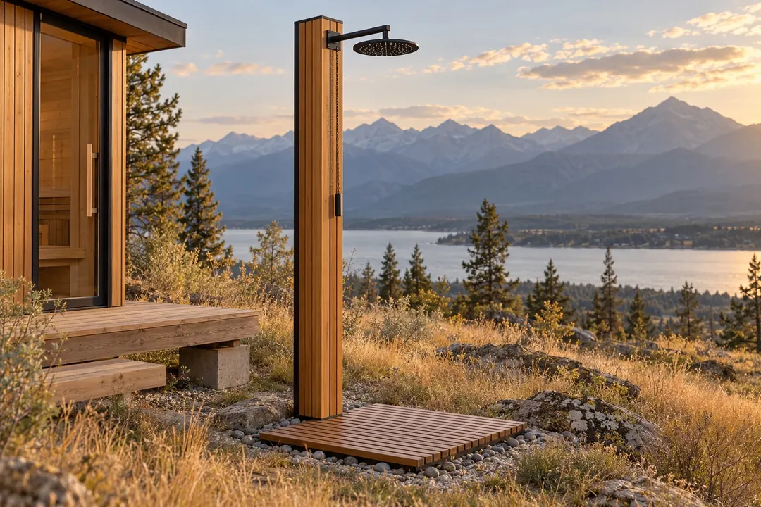 Horsethief cold shower by Columbia Sauna Co.